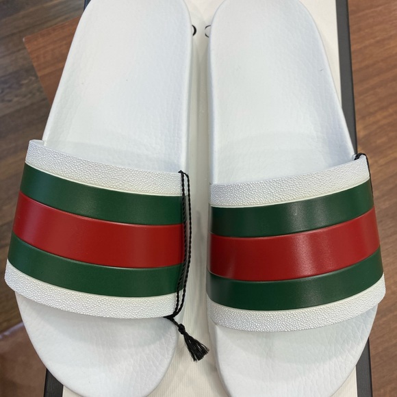 GUCCI Pursuit 72 Slides Men’s Rubber Sandal White 308234 Sz 10 G Read Descriptio - Picture 7 of 8